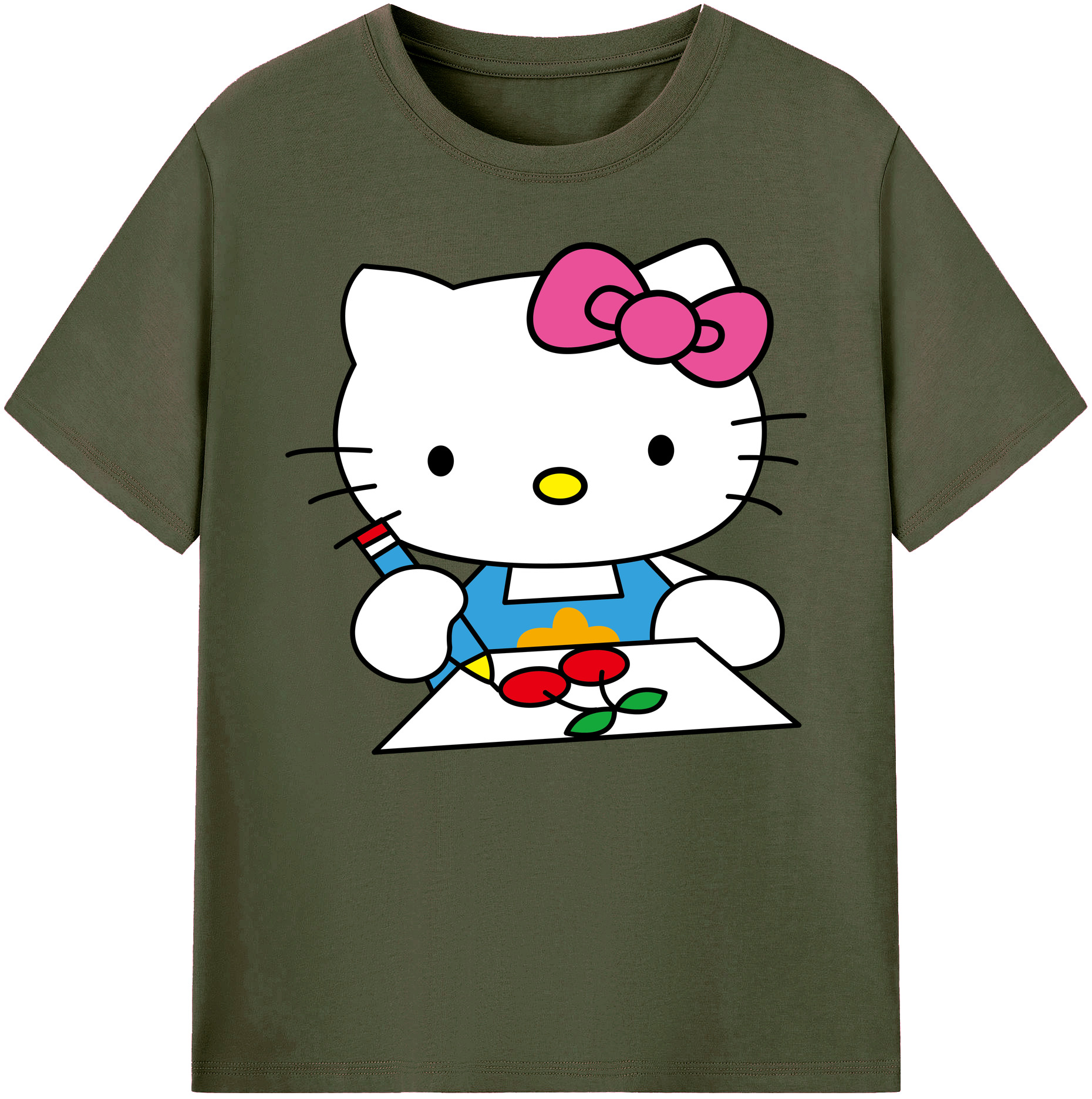 （画像用） Hello Kitty ハローキティ 綿100％ メンズ半袖Tシャツ｜肌触りやわらか＆通気性